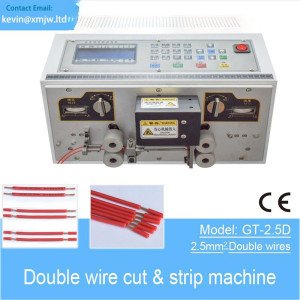 GT-2.5D High Output 2.5 Square Double Wires Cut and Strip Machine Teflon cable stripping machine