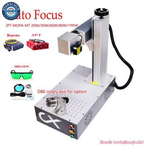 Auto Focus Fiber Laser Gold Silver Cutting Marking Machine Jpt Raycus 20W - 100W  Stainless Steel Metal Business Cards Engraver