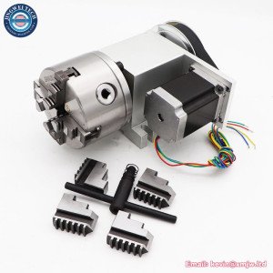 4th A Rotary Axis 80mm 100mm 4 Jaw Chuck with Stepper Motor Rotation for Cnc Router Engraving Machine 3020 3040 6040 6090